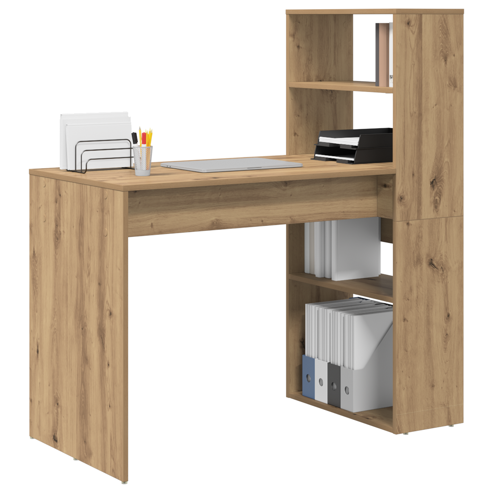 Desk with Storage Artisan Oak 113x54x120 cm Engineered Wood - Image 3