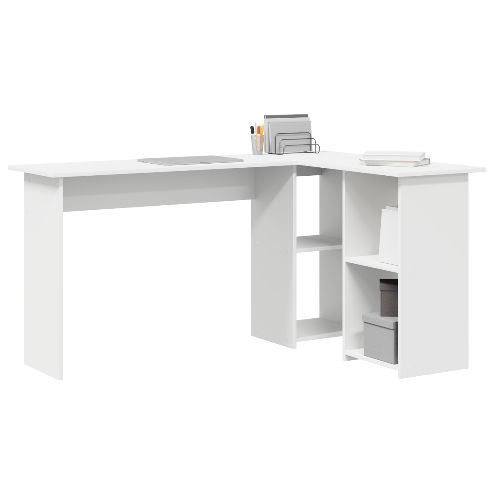 White Computer Desk White Engineered wood Medium Computer Desk - Image 3