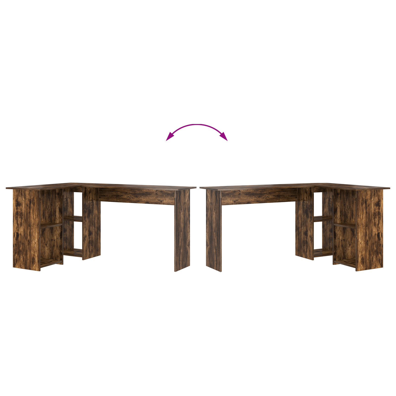 Smoked Oak Computer Desk Smoked oak Engineered wood Large - Image 8