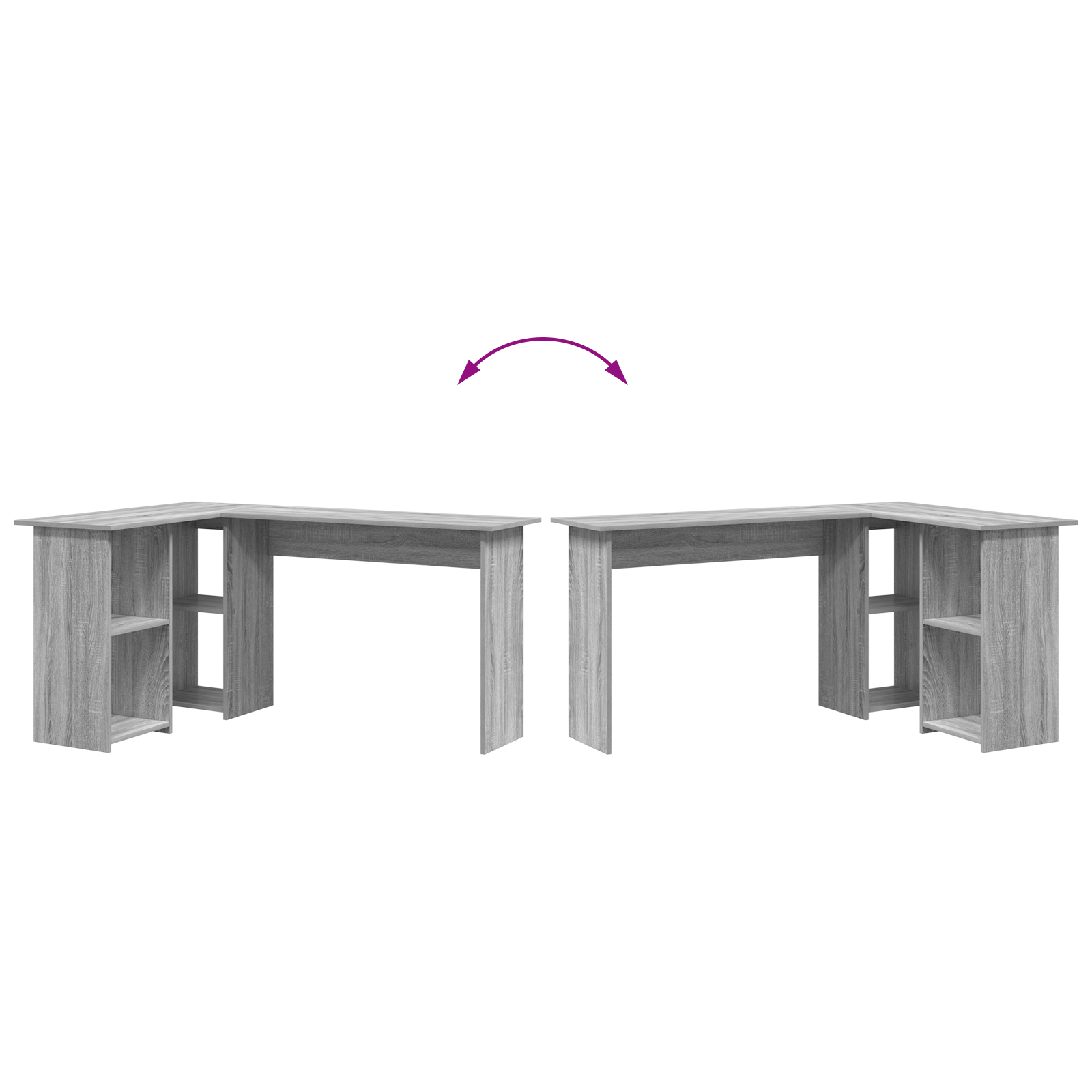 Grey Computer Desk Grey Sonoma MDF Medium Storage Desk - Image 8