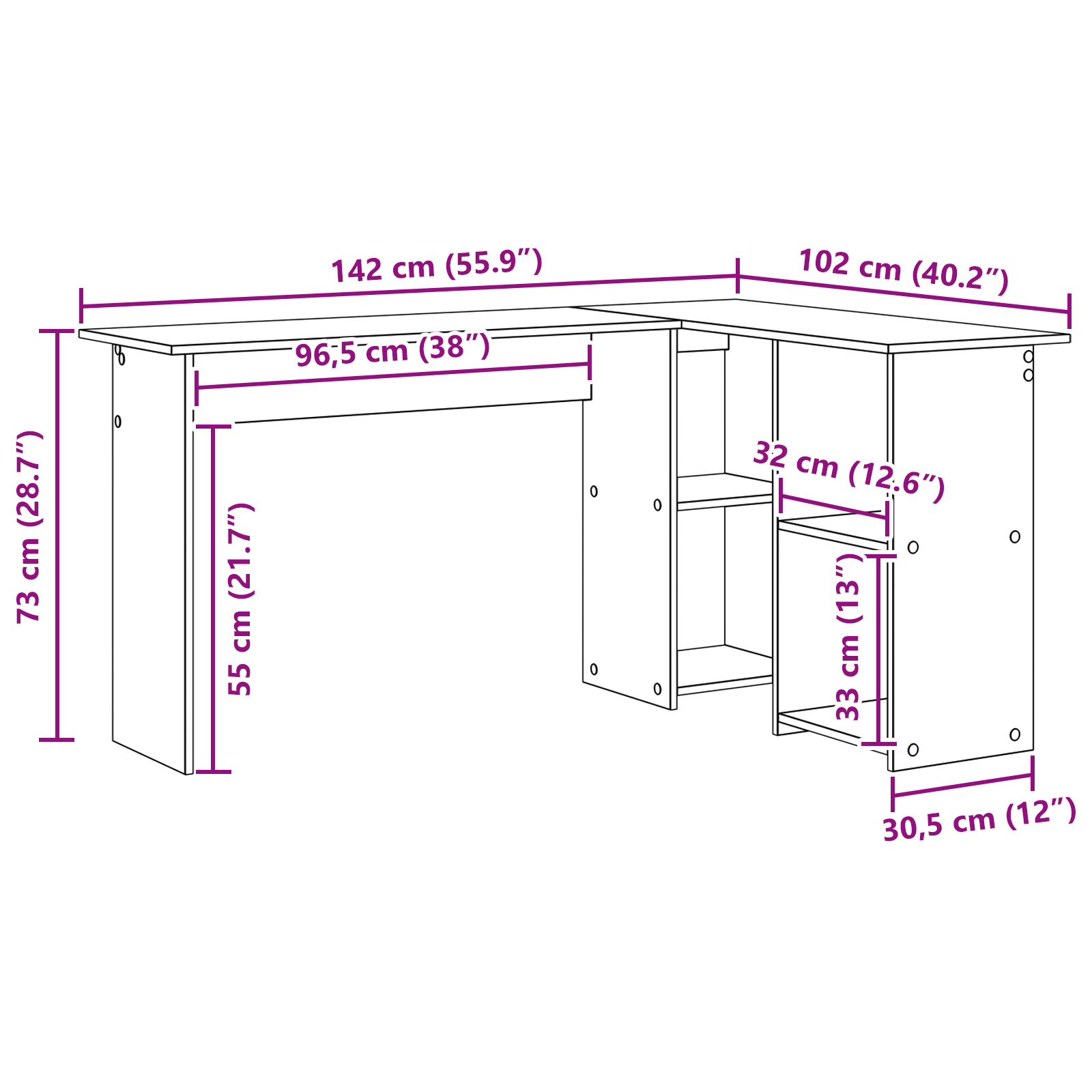 Grey Computer Desk Grey Sonoma MDF Medium Storage Desk - Image 9