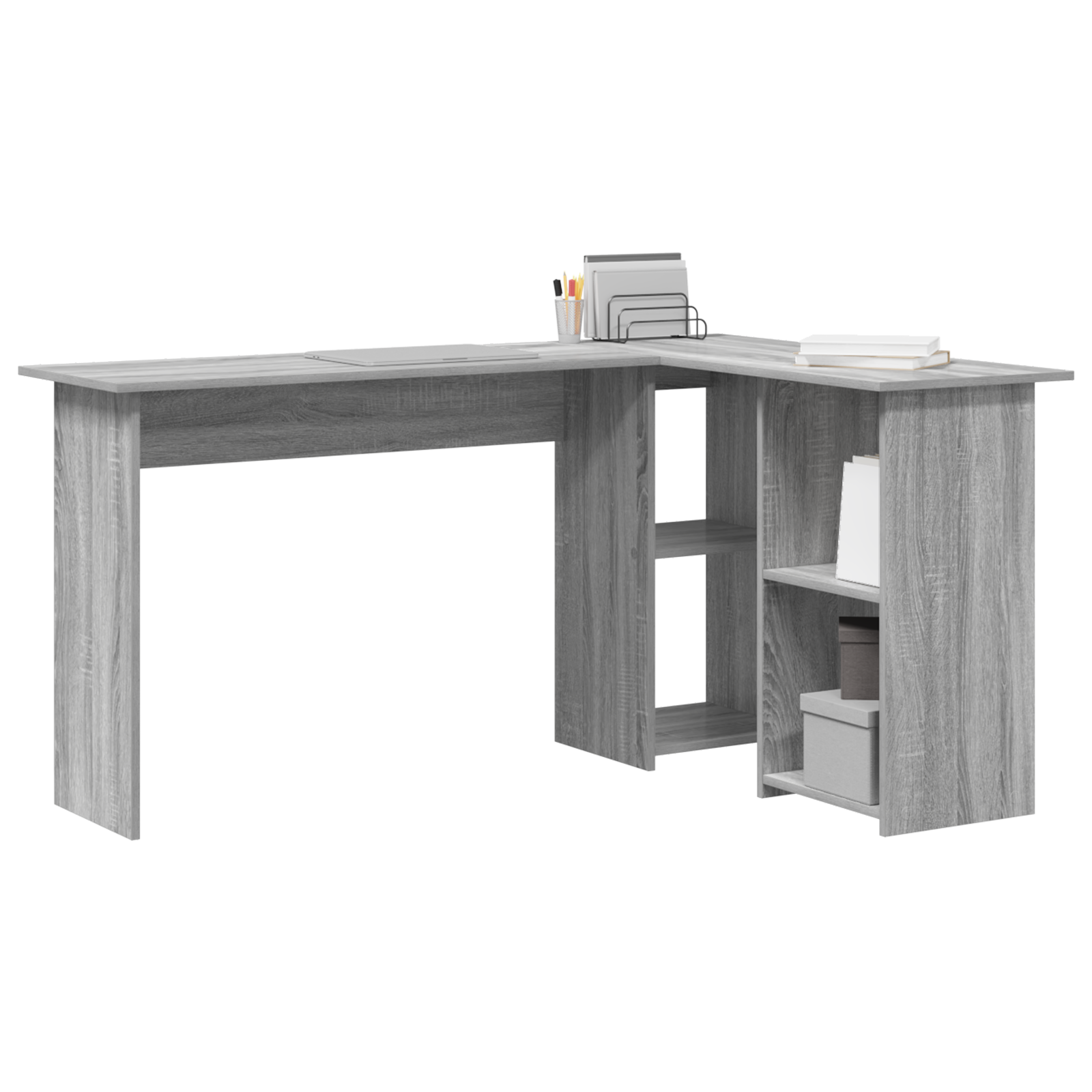 Grey Computer Desk Grey Sonoma MDF Medium Storage Desk - Image 3