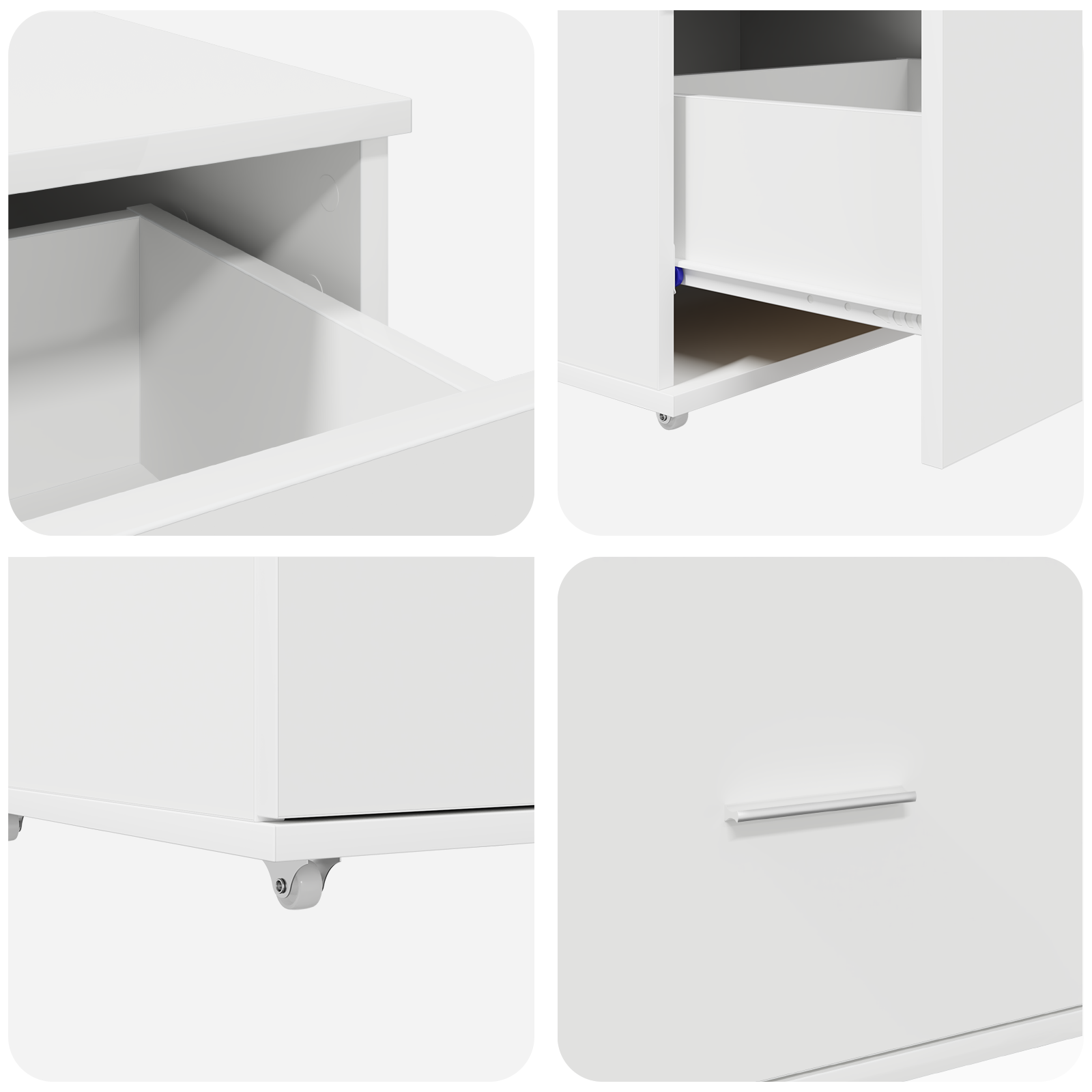 Drawer Cabinet with Wheels White 55x45x33.5 cm Engineered Wood - Image 8
