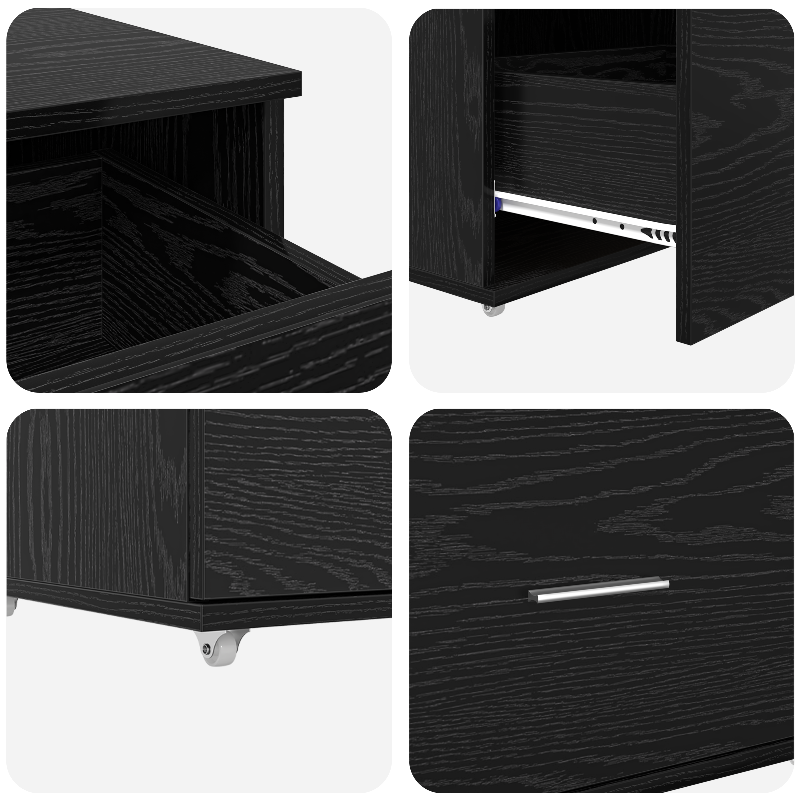 Drawer Cabinet Black oak Engineered wood Compact Drawer Cabinet - Image 8