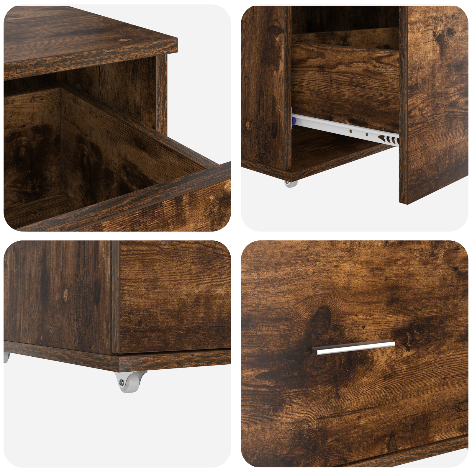 Drawer Cabinet Smoked Oak MDF with Veneer Drawer Cabinet - Image 8