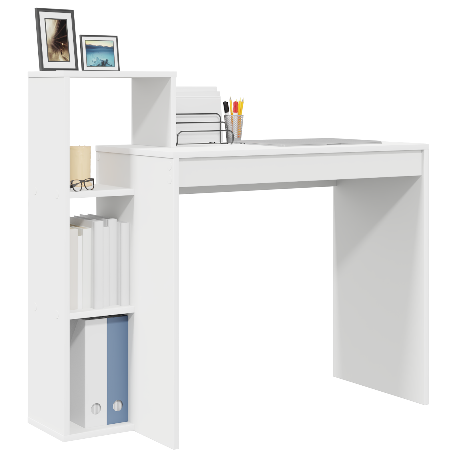 Computer Desk White Engineered wood Compact Storage - Image 3