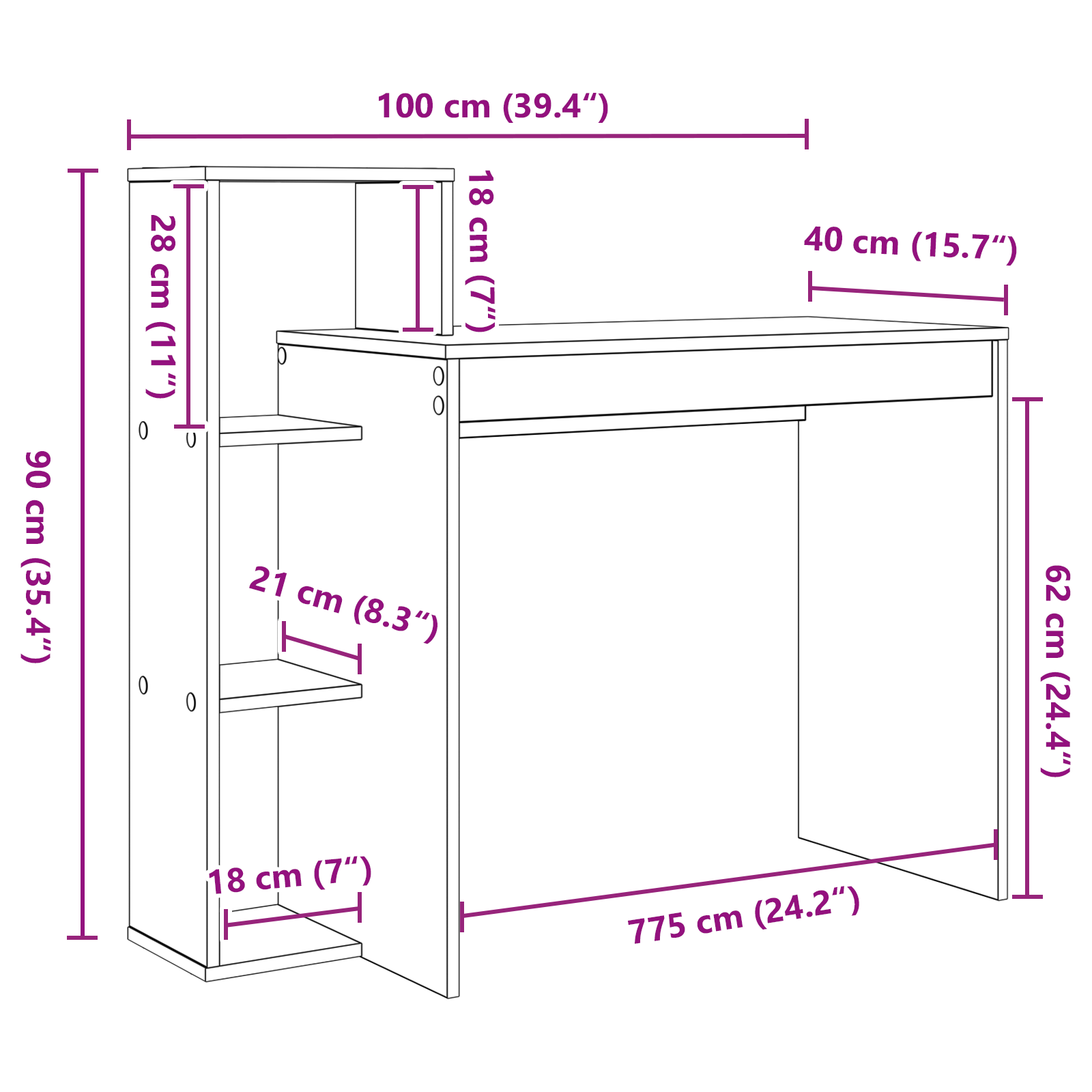 Writing Desk Concrete grey Concrete-effect laminate, engineered wood - Image 9