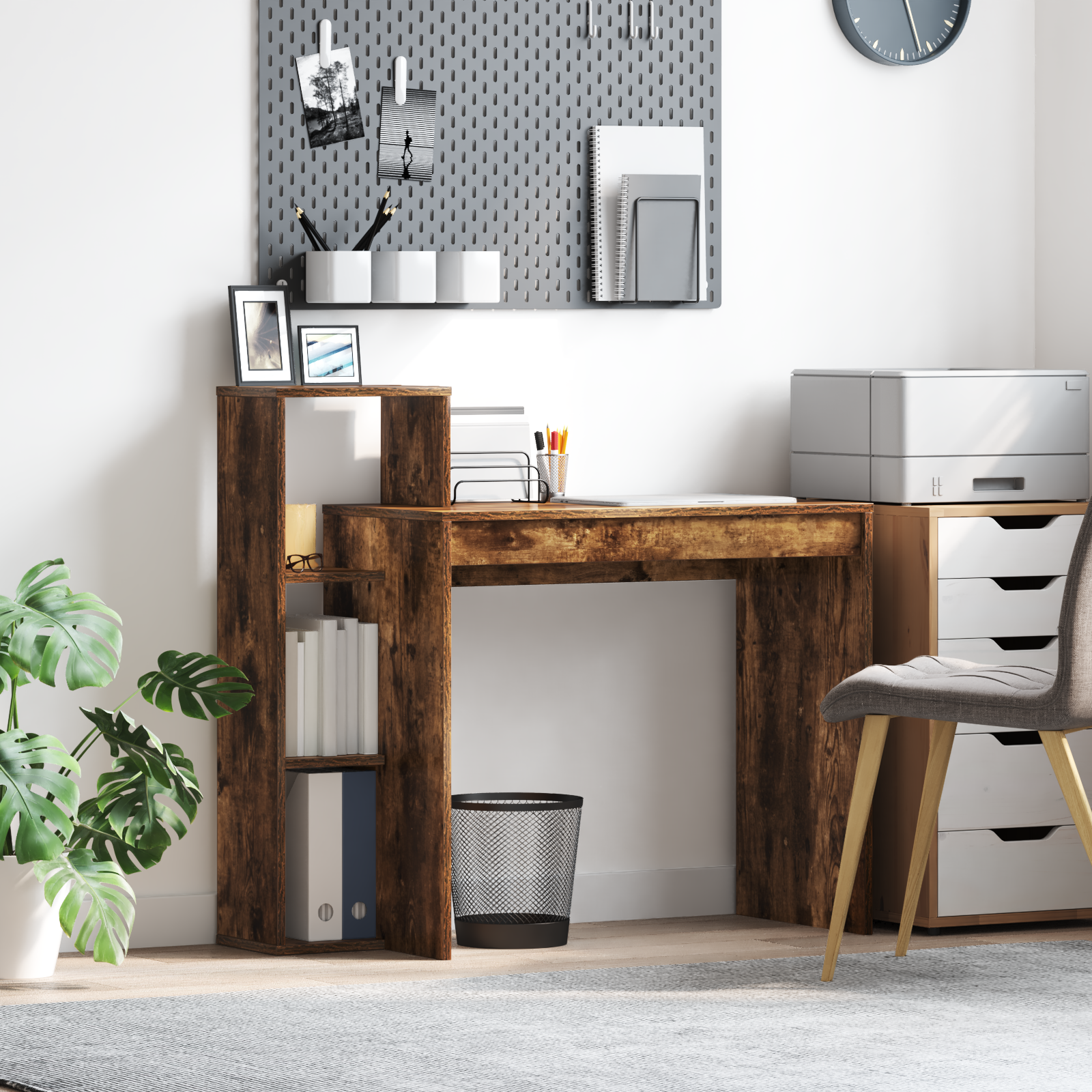 Writing Desk Smoked oak Particle board Medium Writing Desk