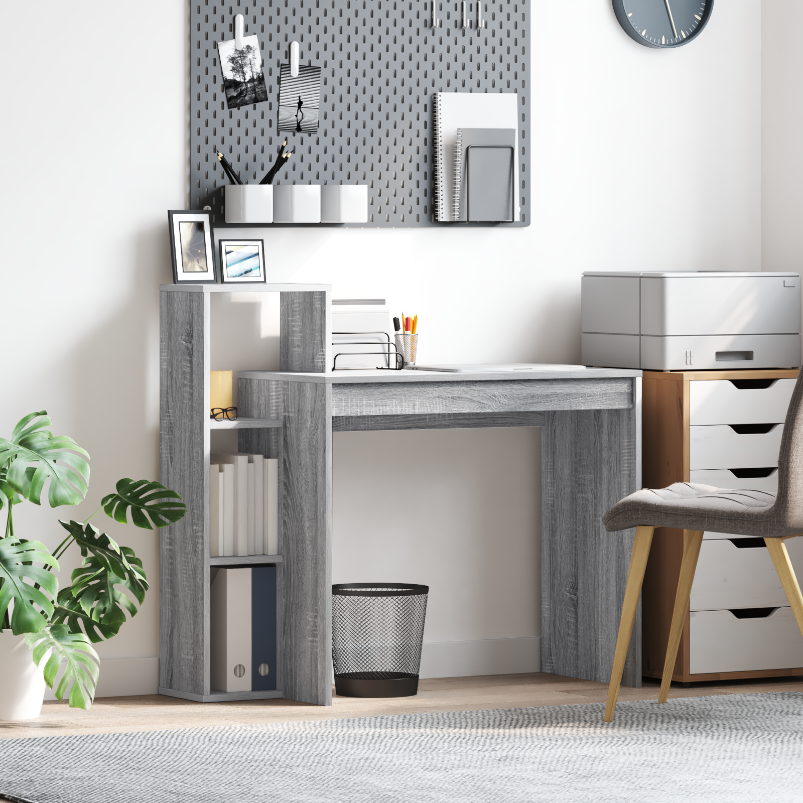 Computer Desk Grey sonoma Particle board Medium Shelving