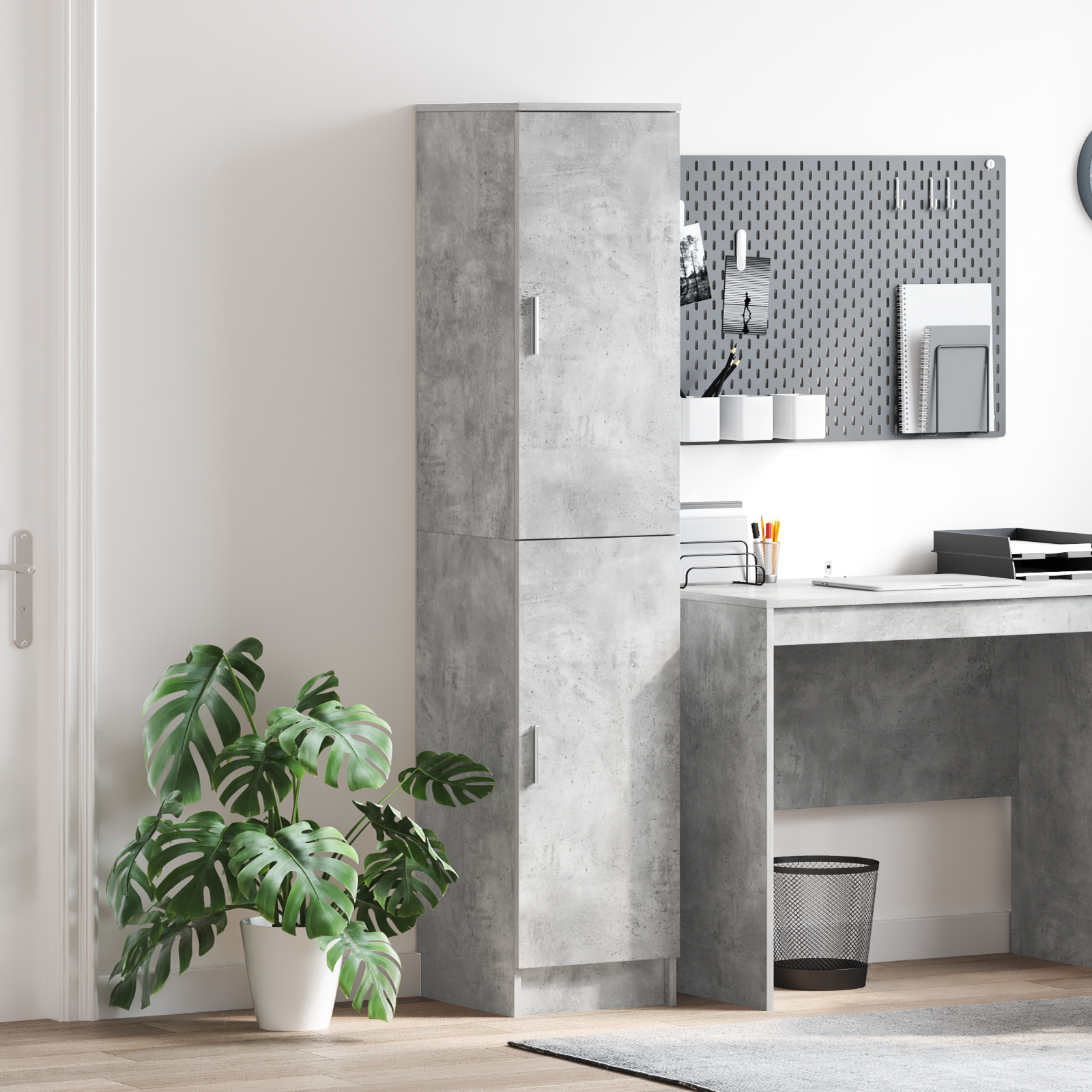 Buffet Cabinet Concrete grey MDF with concrete effect laminate