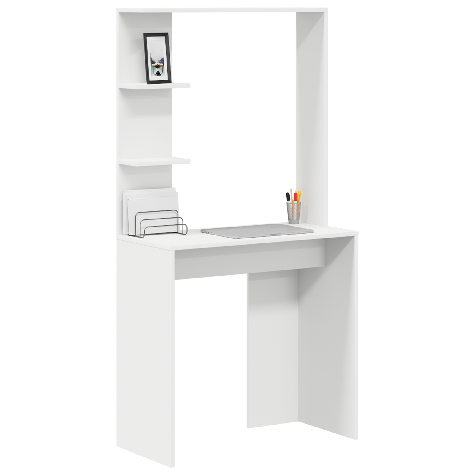 White Computer Desk White Engineered wood Medium Computer Desk - Image 3