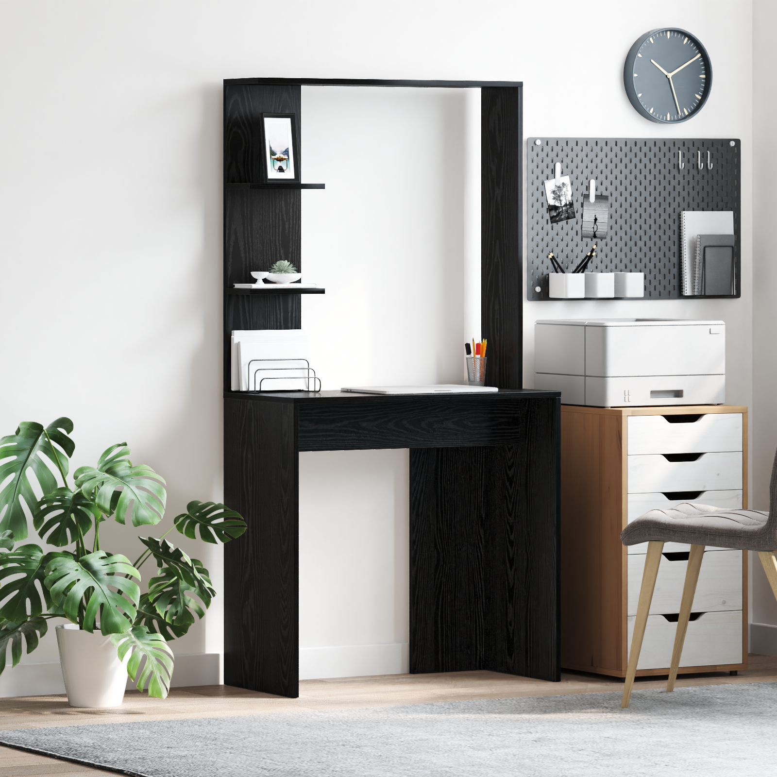 Black Oak Computer Desk Black oak Solid wood, MDF Compact