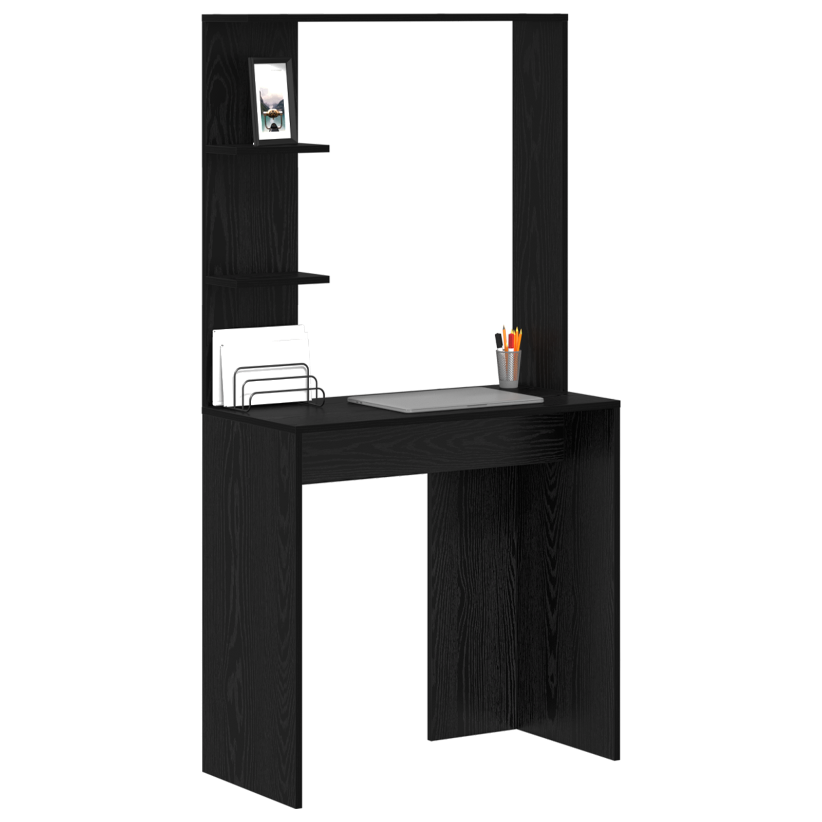 Black Oak Computer Desk Black oak Solid wood, MDF Compact - Image 3