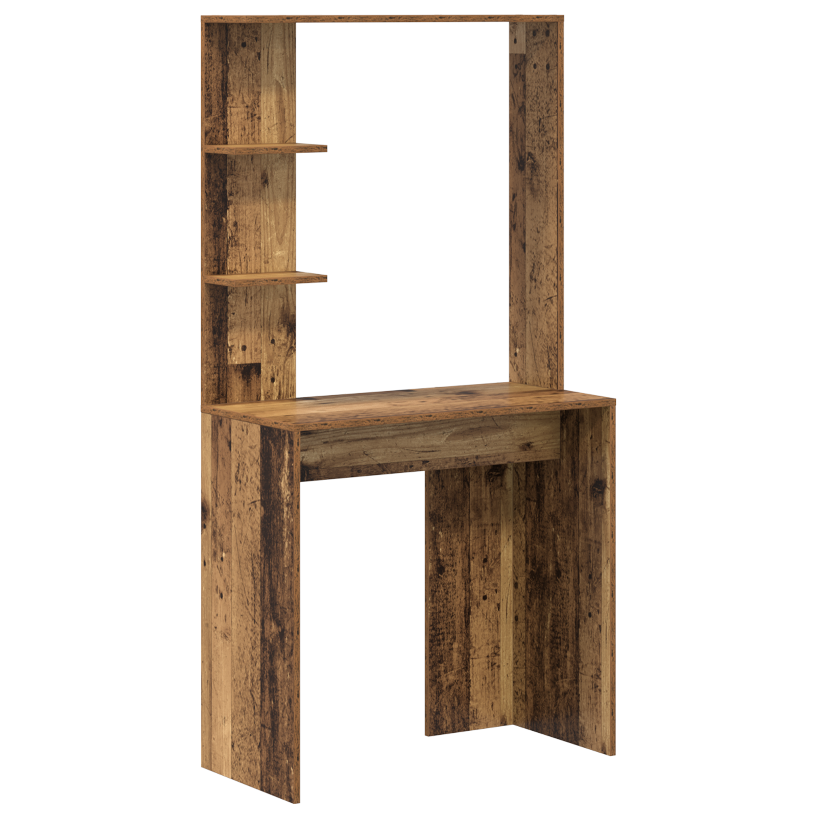 Brown Writing Desk Old Wood Solid Reclaimed Wood Medium Shelving - Image 2