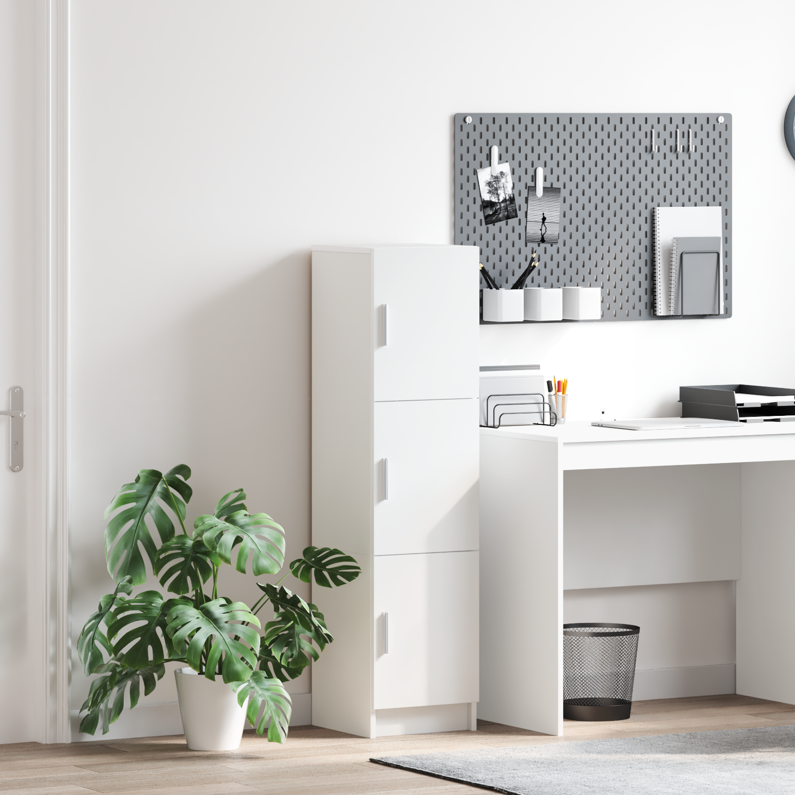 White Sideboard White MDF Wood Medium White Sideboard