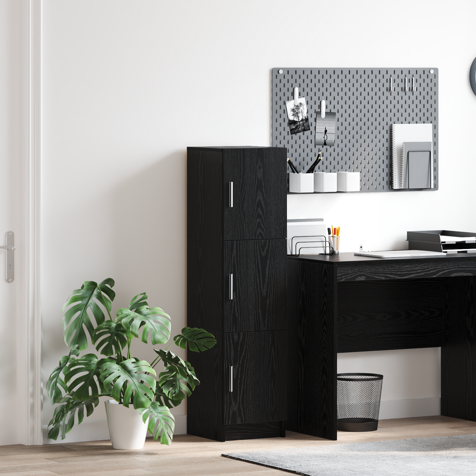 vidaXL Highboard Stejar negru 31.5 x 32 x 124 cm Lemn compozit