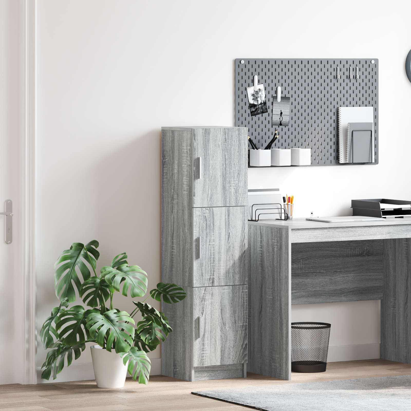 vidaXL Highboard sonoma gri 31.5 x 32 x 124 cm Lemn compozit