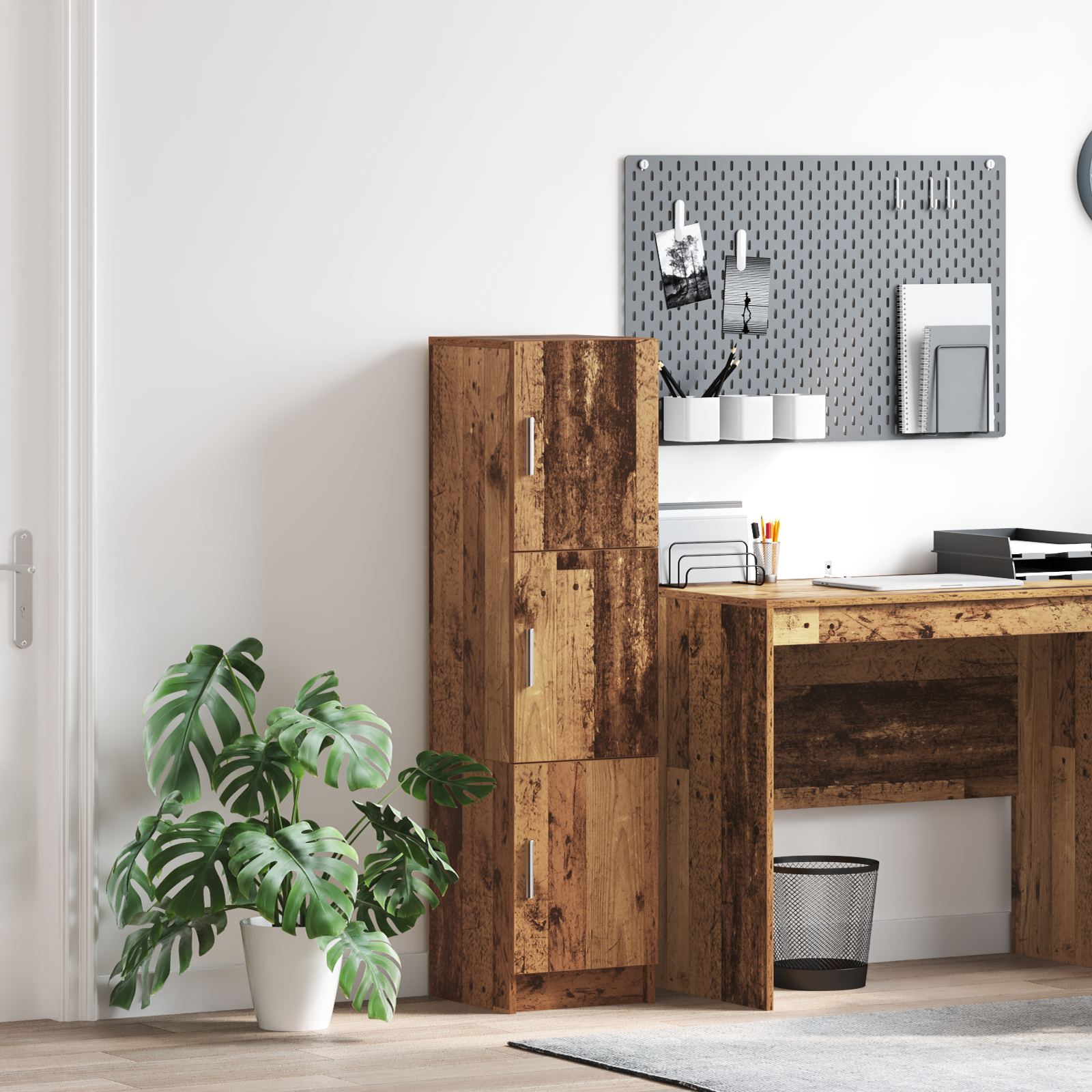Rudas Sideboard Senas medis Medžio lukštas Kompaktiškas