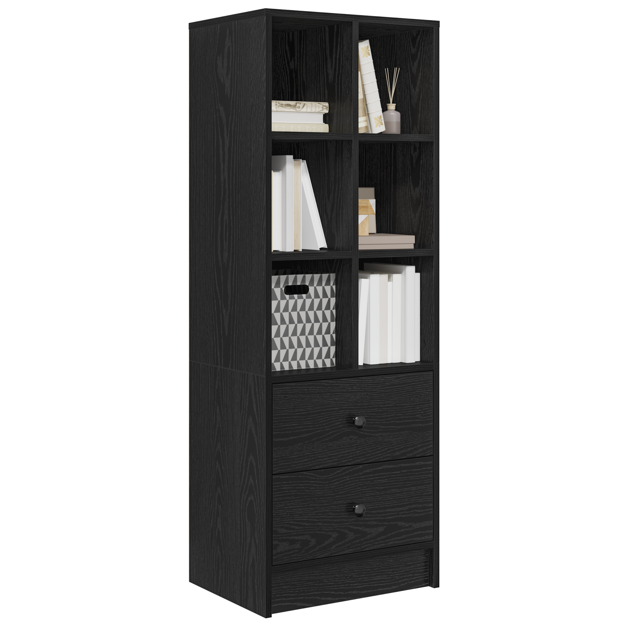 Black Oak Shelving Unit Black oak Engineered wood Large - Image 3