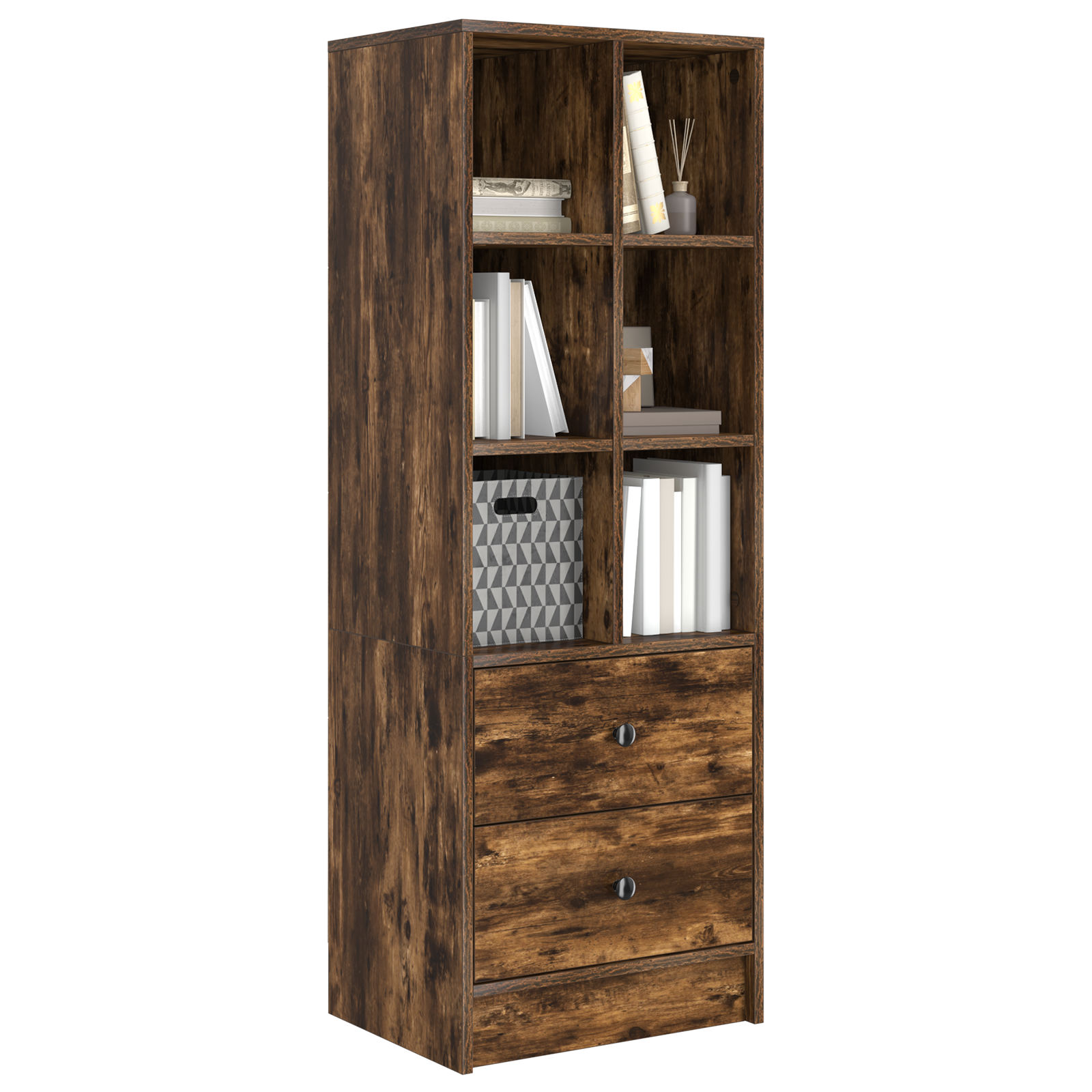 Smoked Oak Shelving Unit Smoked Oak Engineered Wood Medium - Image 3