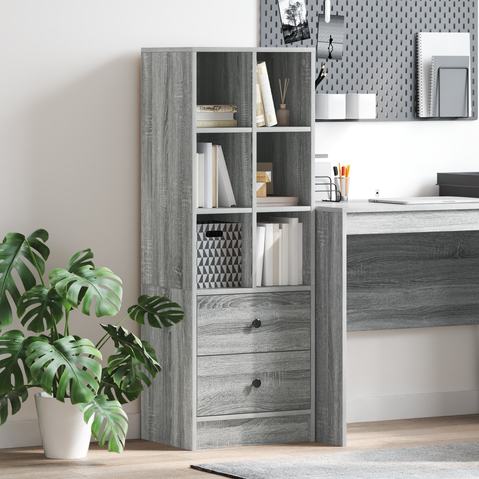 Grey Shelving Unit Grey sonoma Particle board Medium Storage