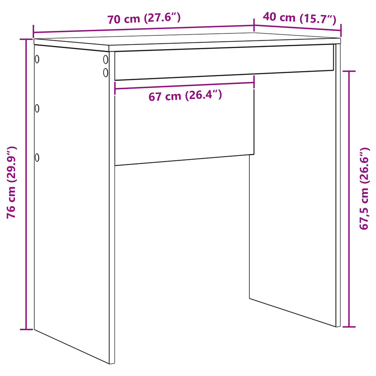 Rašomasis stalas Baltas Inžinerinė mediena 70 x 40 x 76 cm - Image 8
