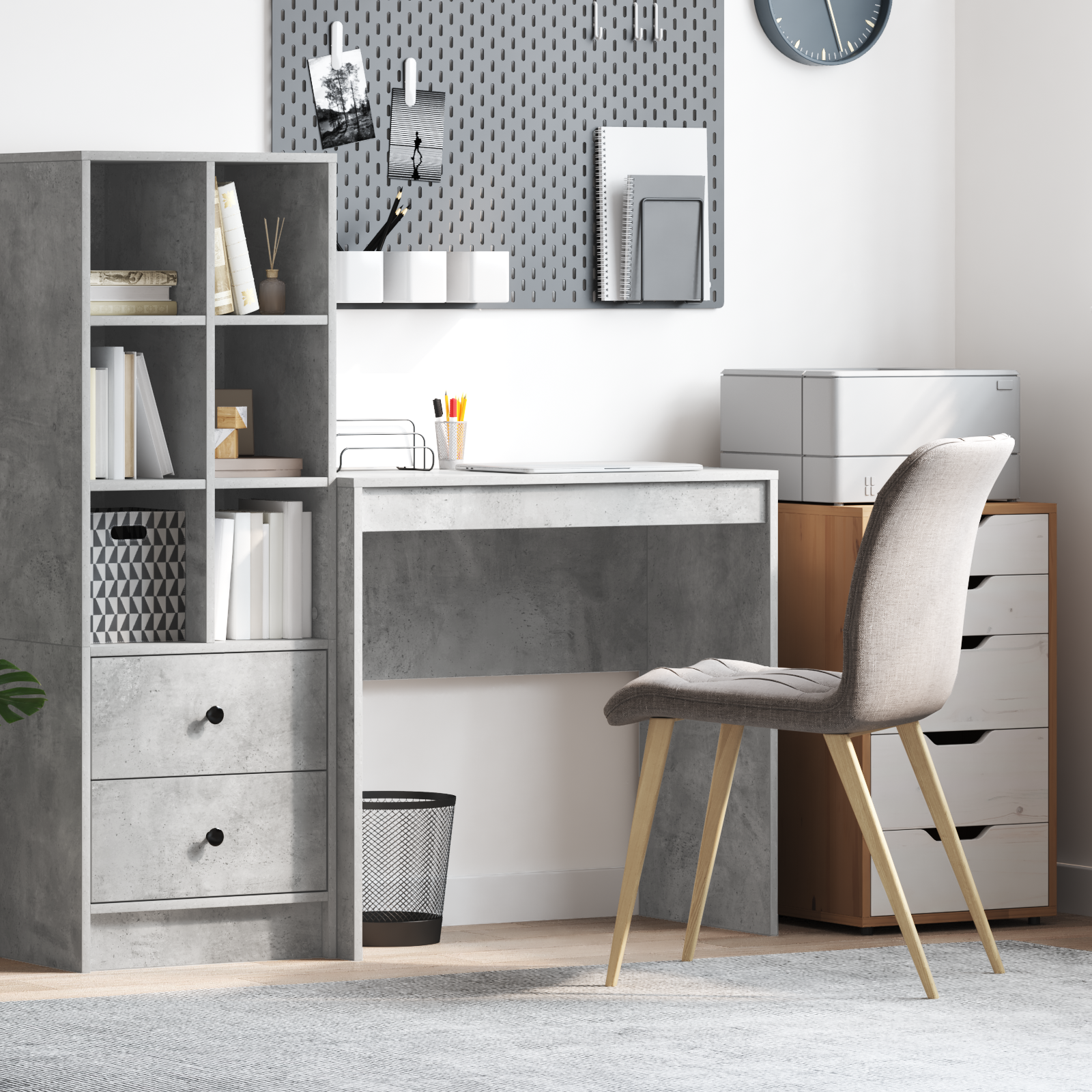 Writing Desk Concrete grey Particle board, Concrete grey finish