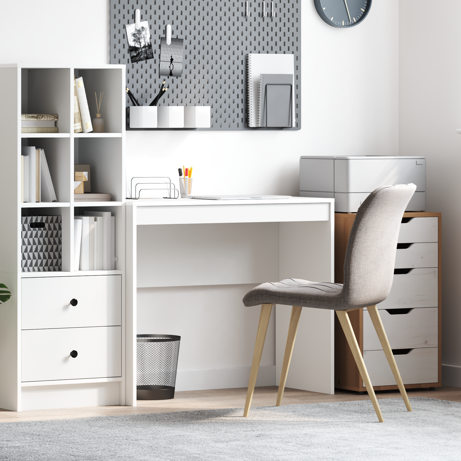 Writing Desk White Engineered Wood Medium Minimalistic