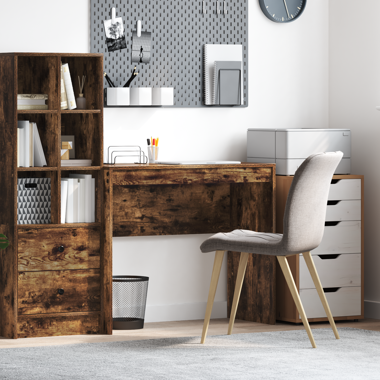 Writing Desk Smoked Oak Engineered Wood 90 x 40 x 76 cm