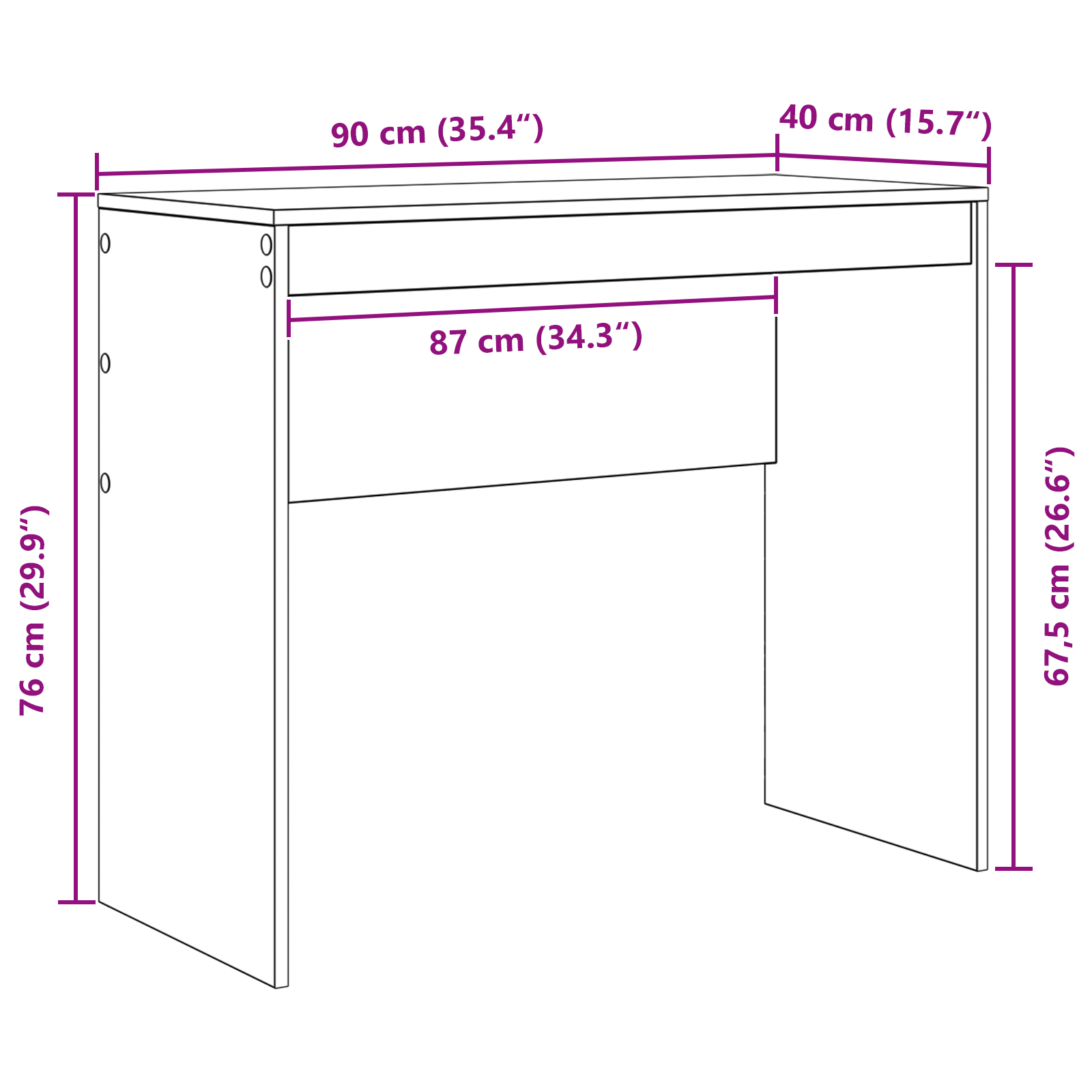 Writing Desk Old wood Engineered wood 90 x 40 x 76 cm Durable - Image 8