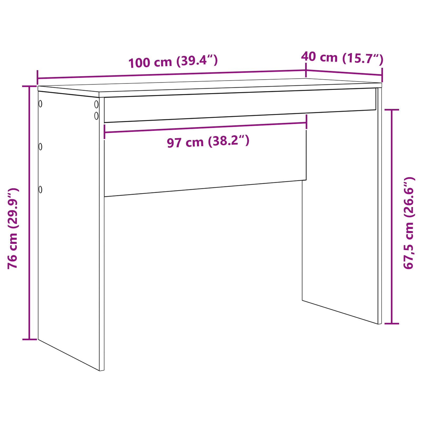Writing Desk Sonoma oak Engineered wood 100 x 40 x 76 cm Simple - Image 8