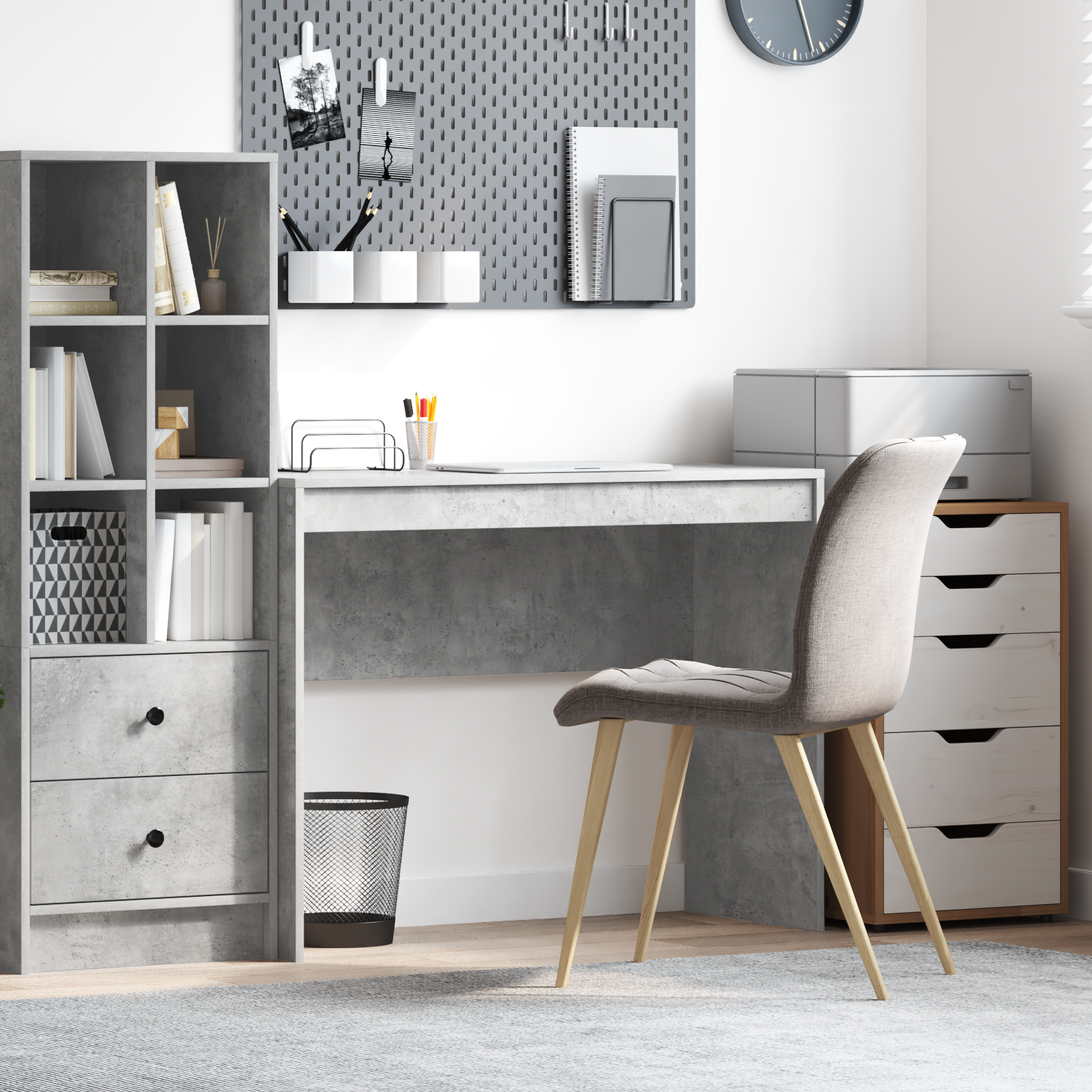 Writing Desk Concrete grey Particle board with concrete grey finish