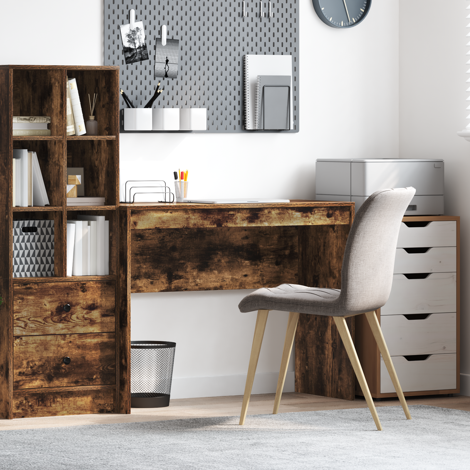 Writing Desk Smoked Oak Engineered wood 100 x 40 x 76 cm