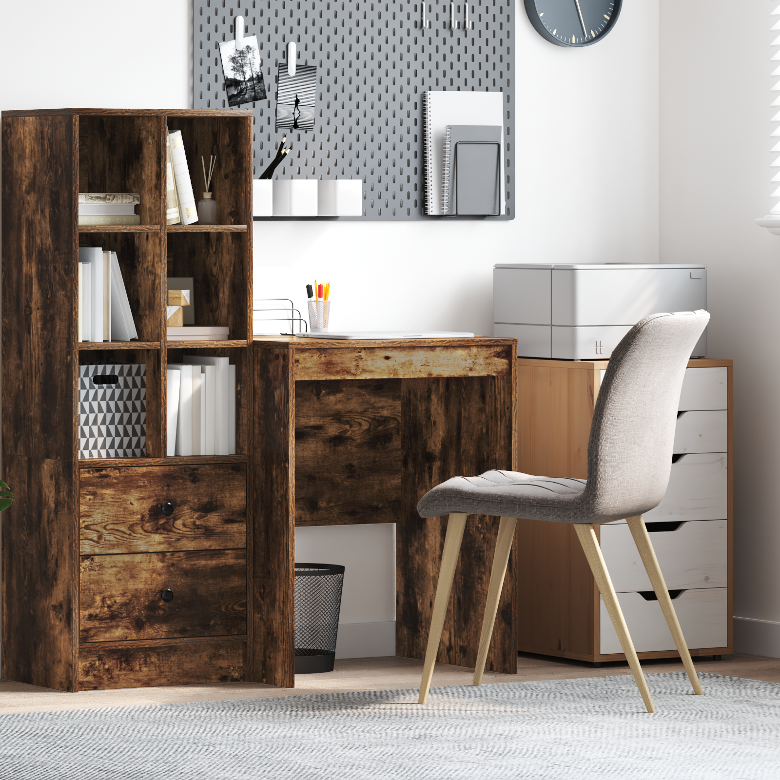 Writing Desk Smoked Oak Engineered Wood 60 x 50 x 76 cm