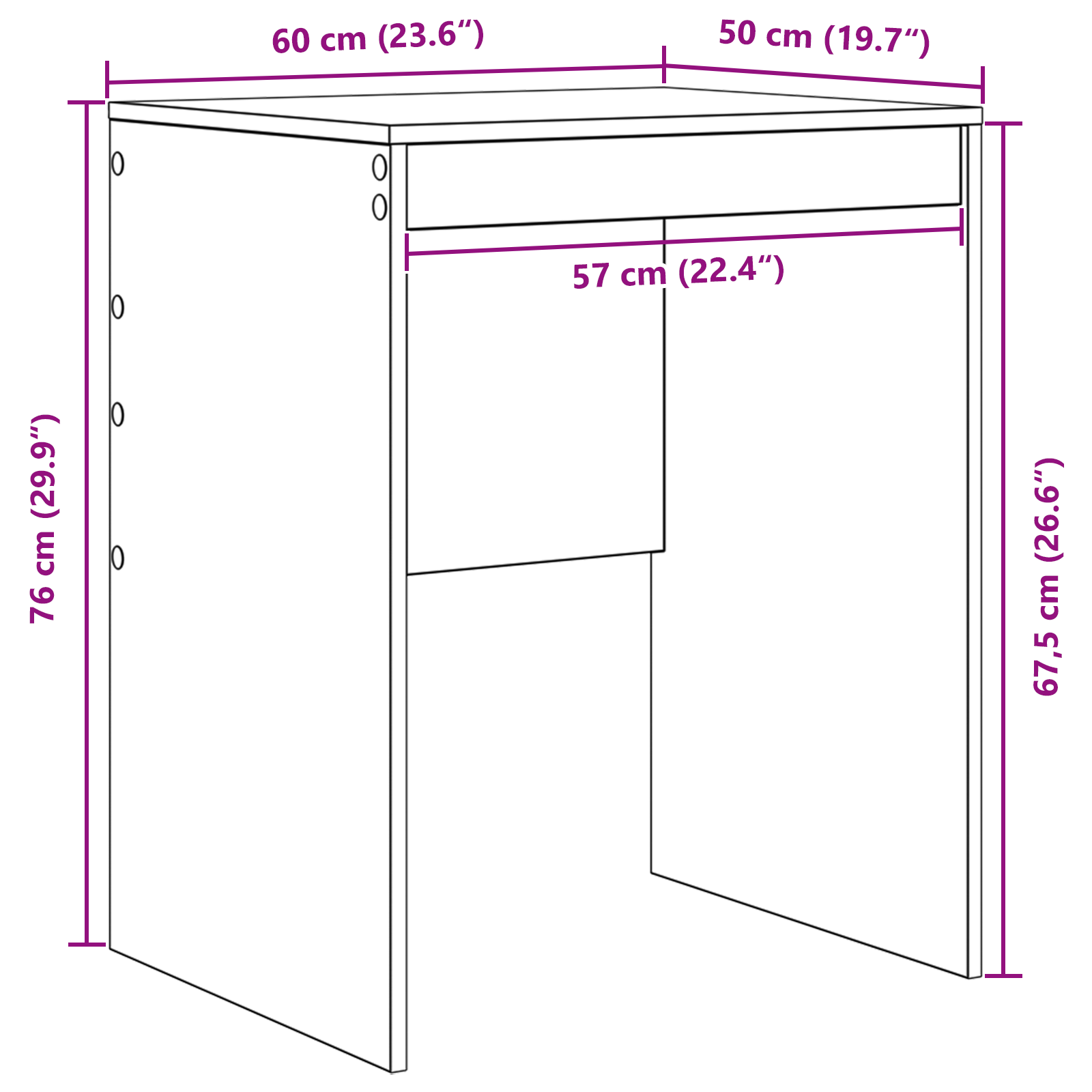 Writing Desk Grey sonoma Particle board 60 x 50 x 76 cm Simple - Image 8