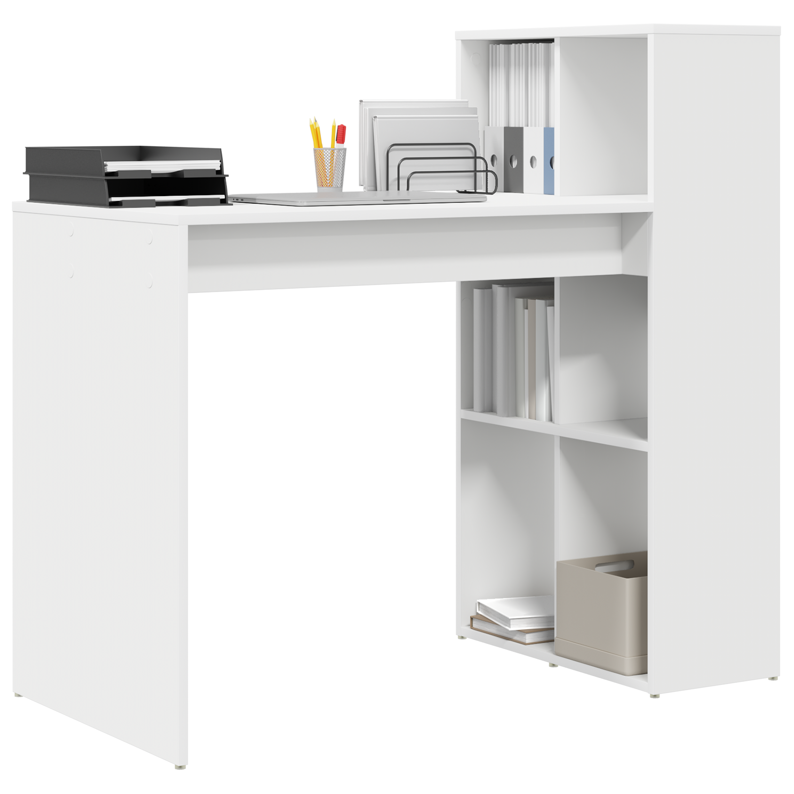 Writing Desk White Engineered Wood Medium Storage Writing Desk - Image 3