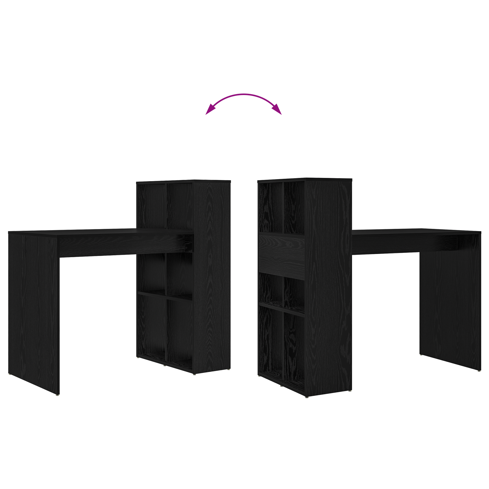 Writing Desk Black oak Particle board Small Storage - Image 9