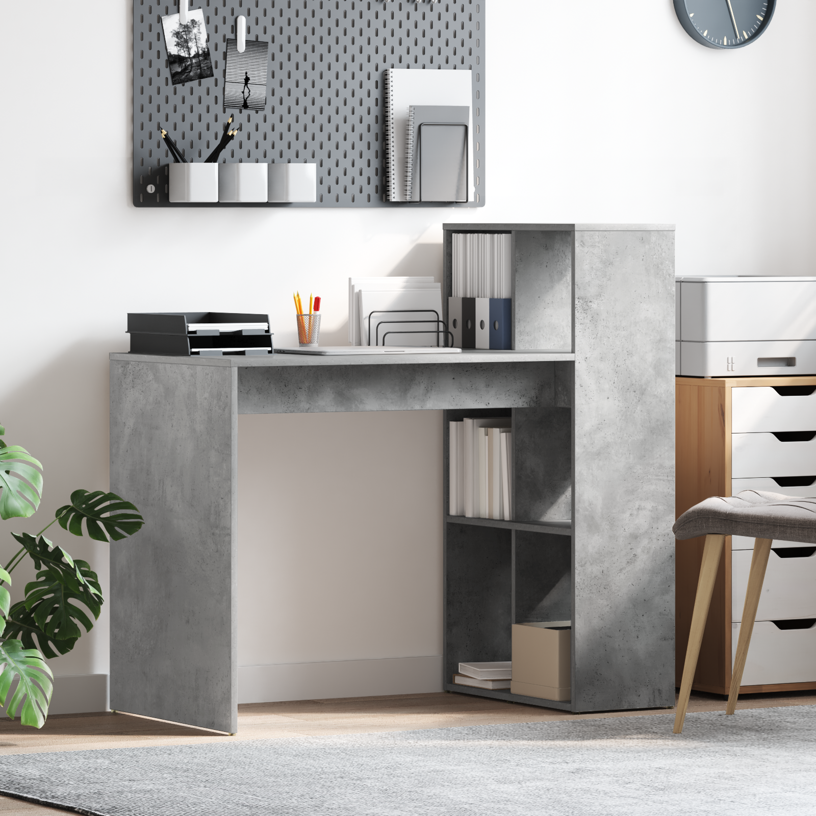 Writing Desk Concrete Grey Engineered wood with a concrete finish