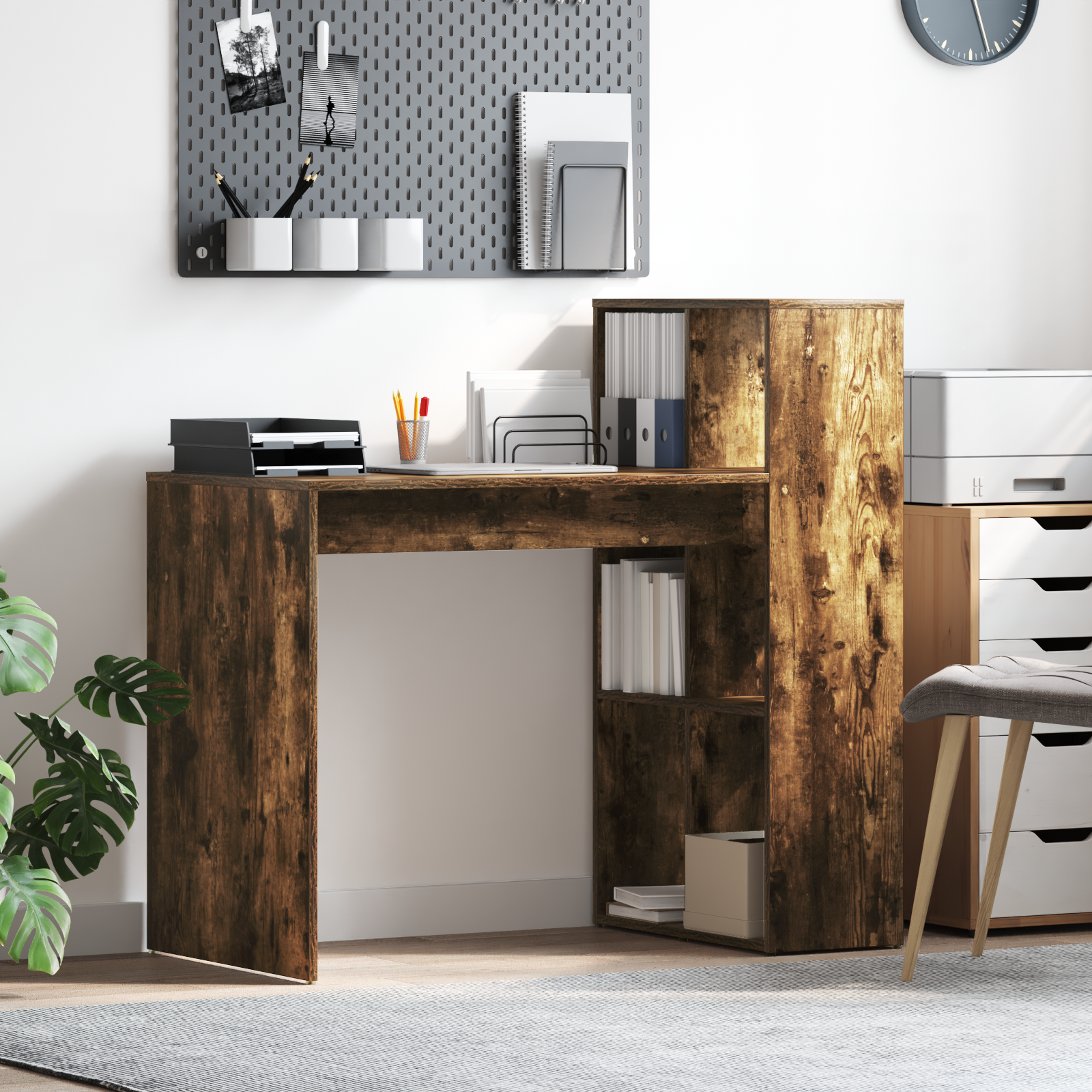 Writing Desk Smoked oak Engineered wood Medium Writing Desk