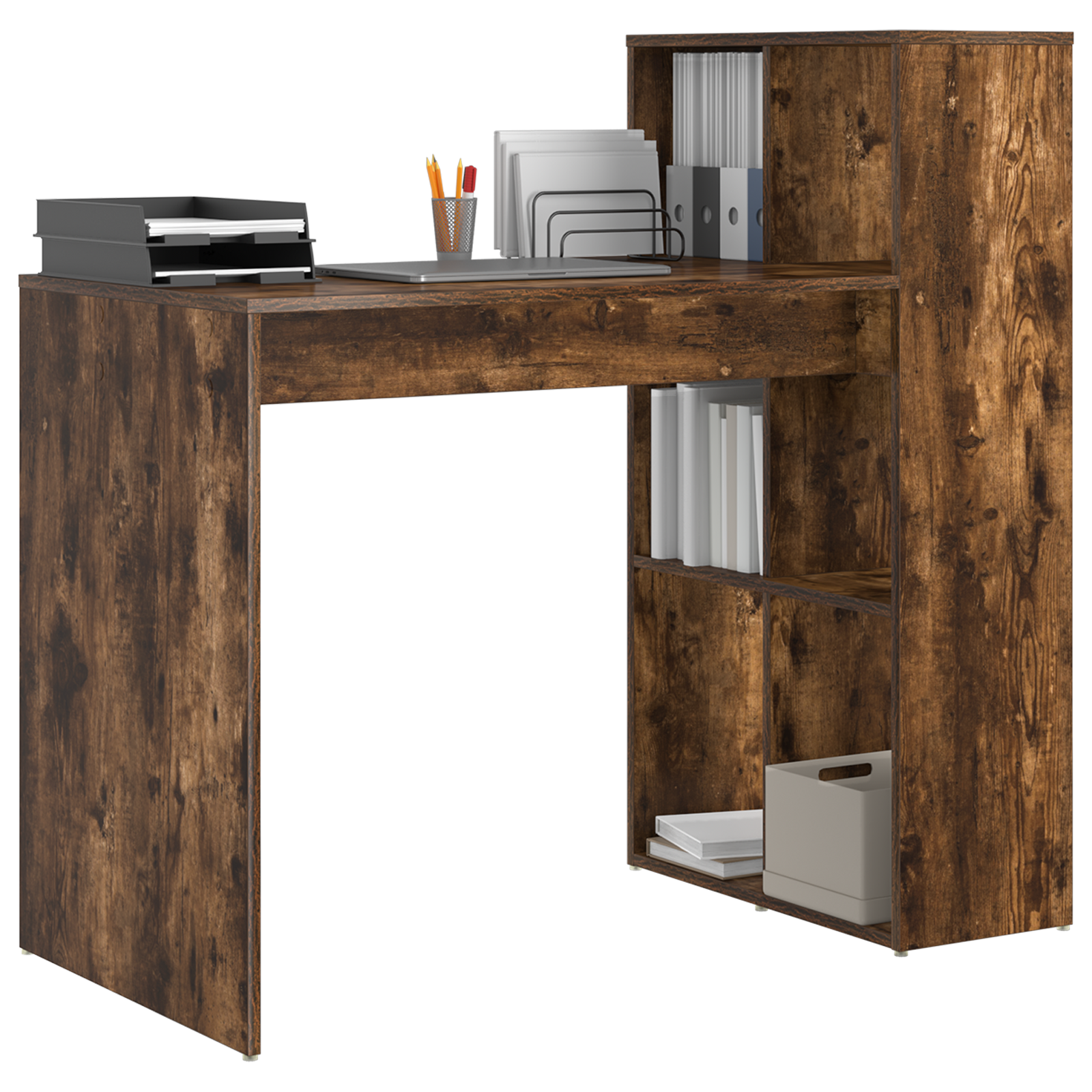 Writing Desk Smoked oak Engineered wood Medium Writing Desk - Image 3