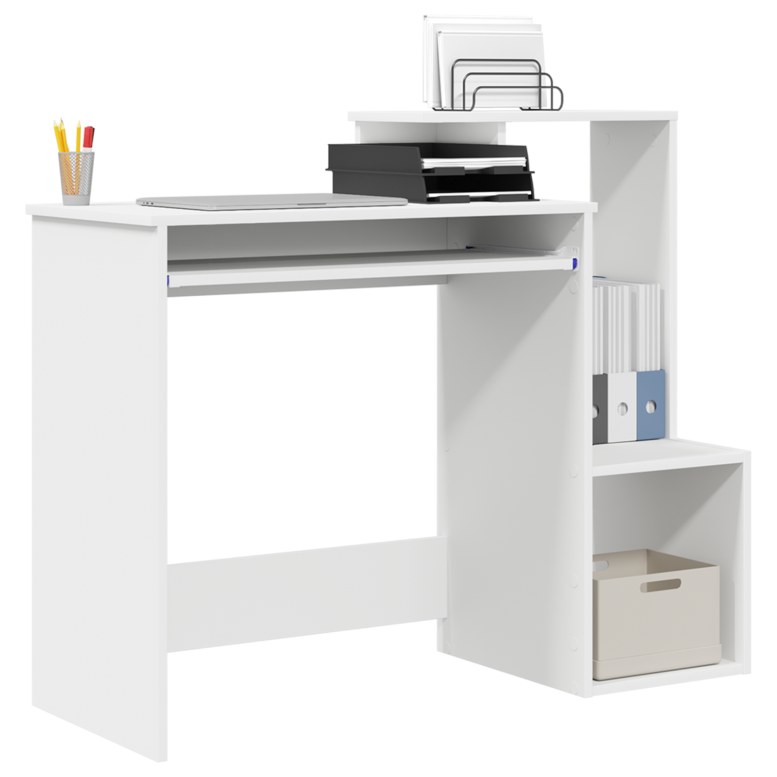 White Computer Desk White Chipboard Standard Storage - Image 3