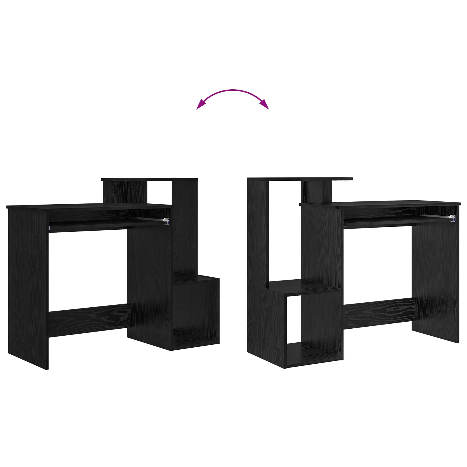 Black Oak Computer Desk Black Oak Engineered wood, MDF Medium - Image 10