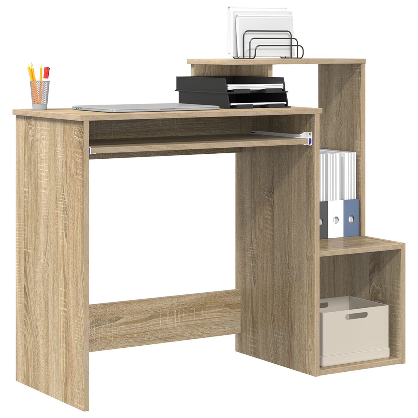 Sonoma Oak Computer Desk Sonoma oak MDF with oak veneer Medium - Image 3