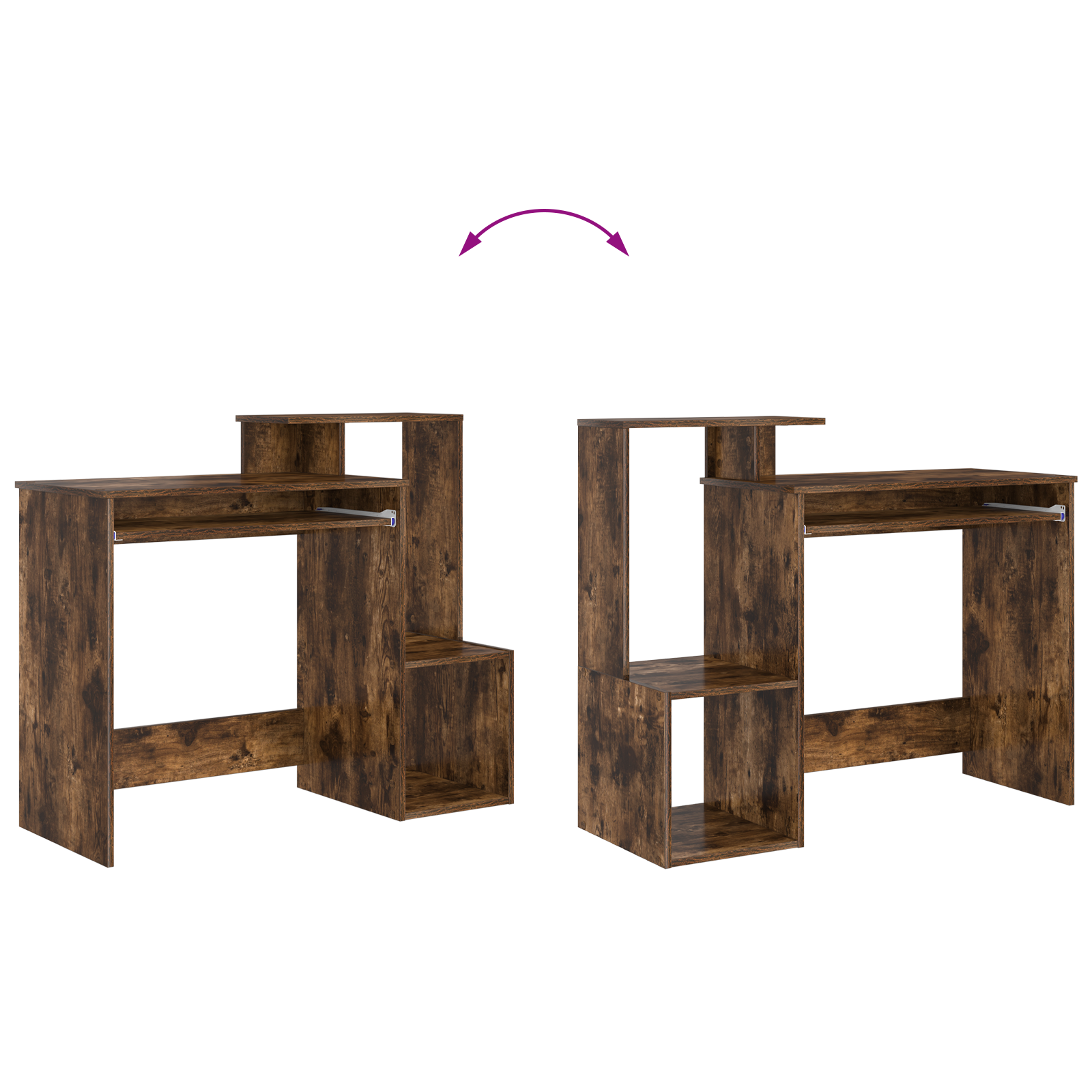 Smoked Oak Computer Desk Smoked oak Engineered wood Standard - Image 10