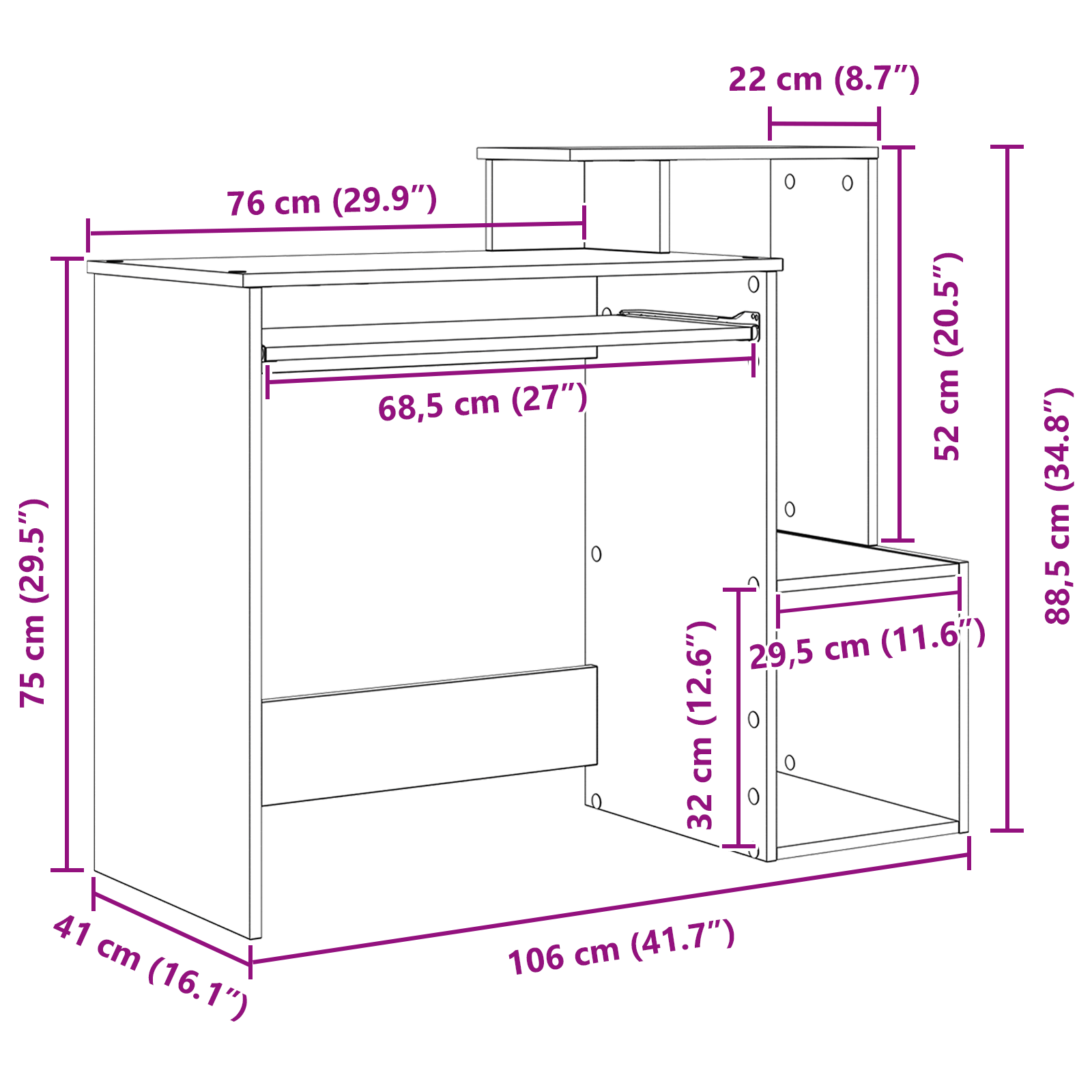 Oak Computer Desk Artisan Oak Particle board Medium Storage - Image 11