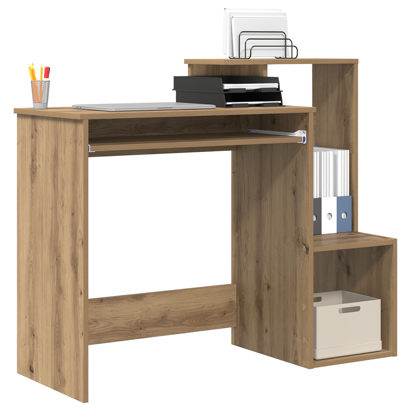 Oak Computer Desk Artisan Oak Particle board Medium Storage - Image 3