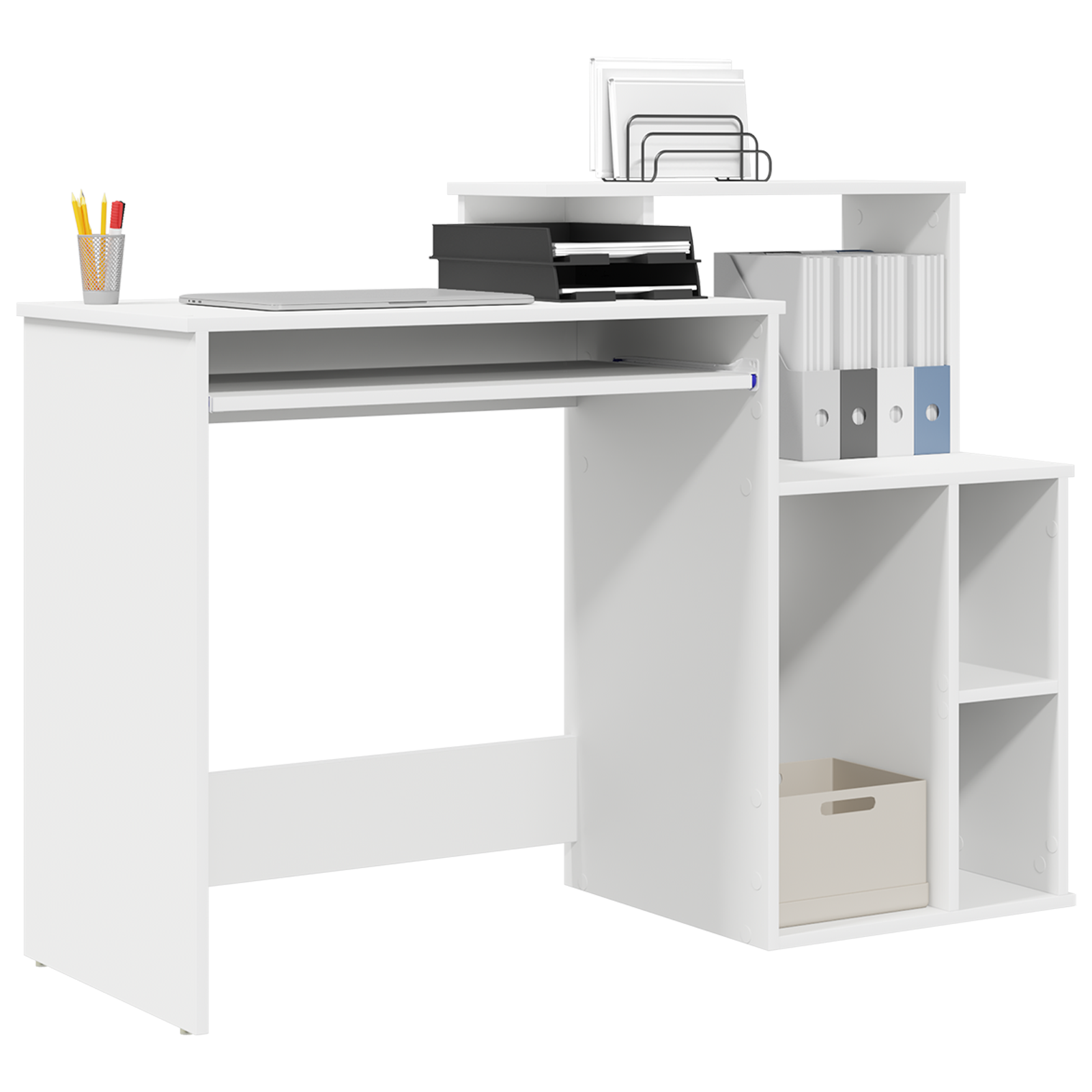 Desk with Storage White 120.5x44x88.5 cm Engineered Wood - Image 3