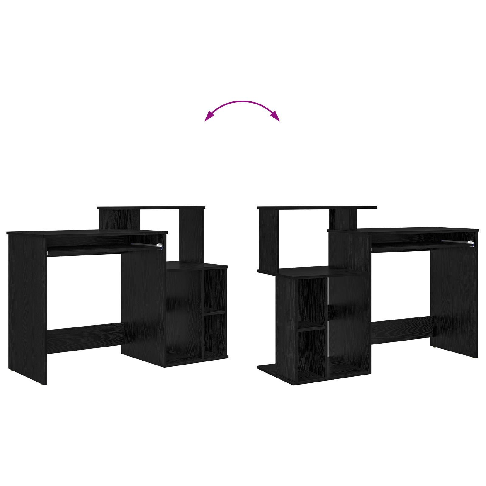 Desk with Storage Black Oak 120.5x44x88.5 cm Engineered Wood - Image 11