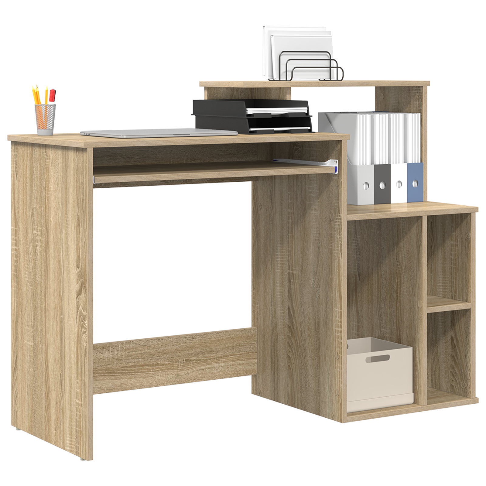 Desk with Storage Sonoma Oak 120.5x44x88.5 cm Engineered Wood - Image 3