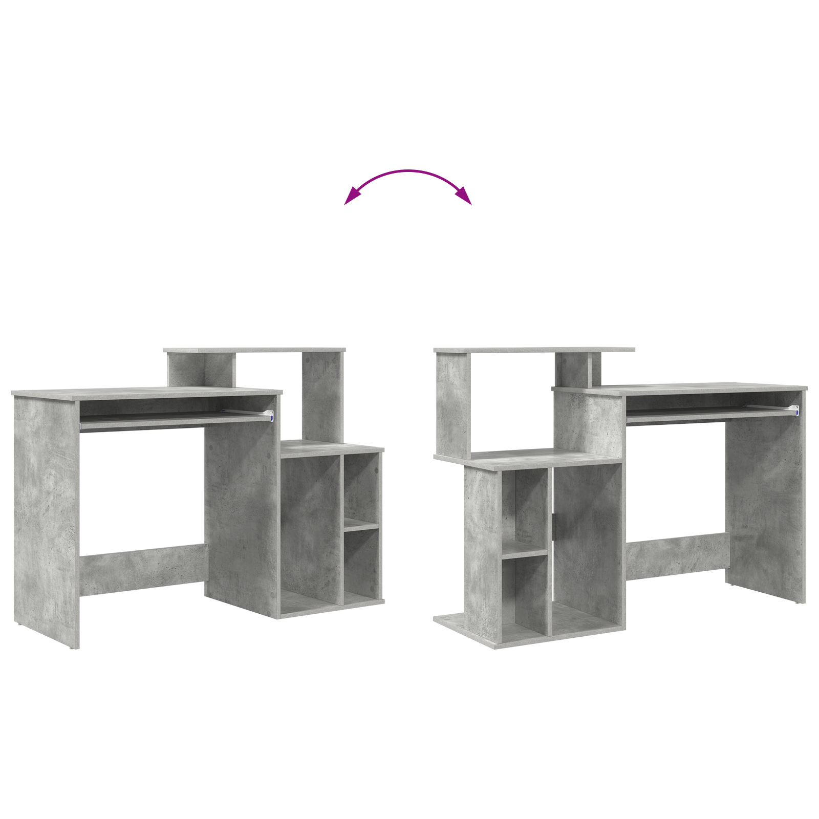 Desk with Storage Concrete Grey 120.5x44x88.5 cm Engineered Wood - Image 11